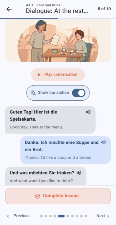 A German conversation dialogue